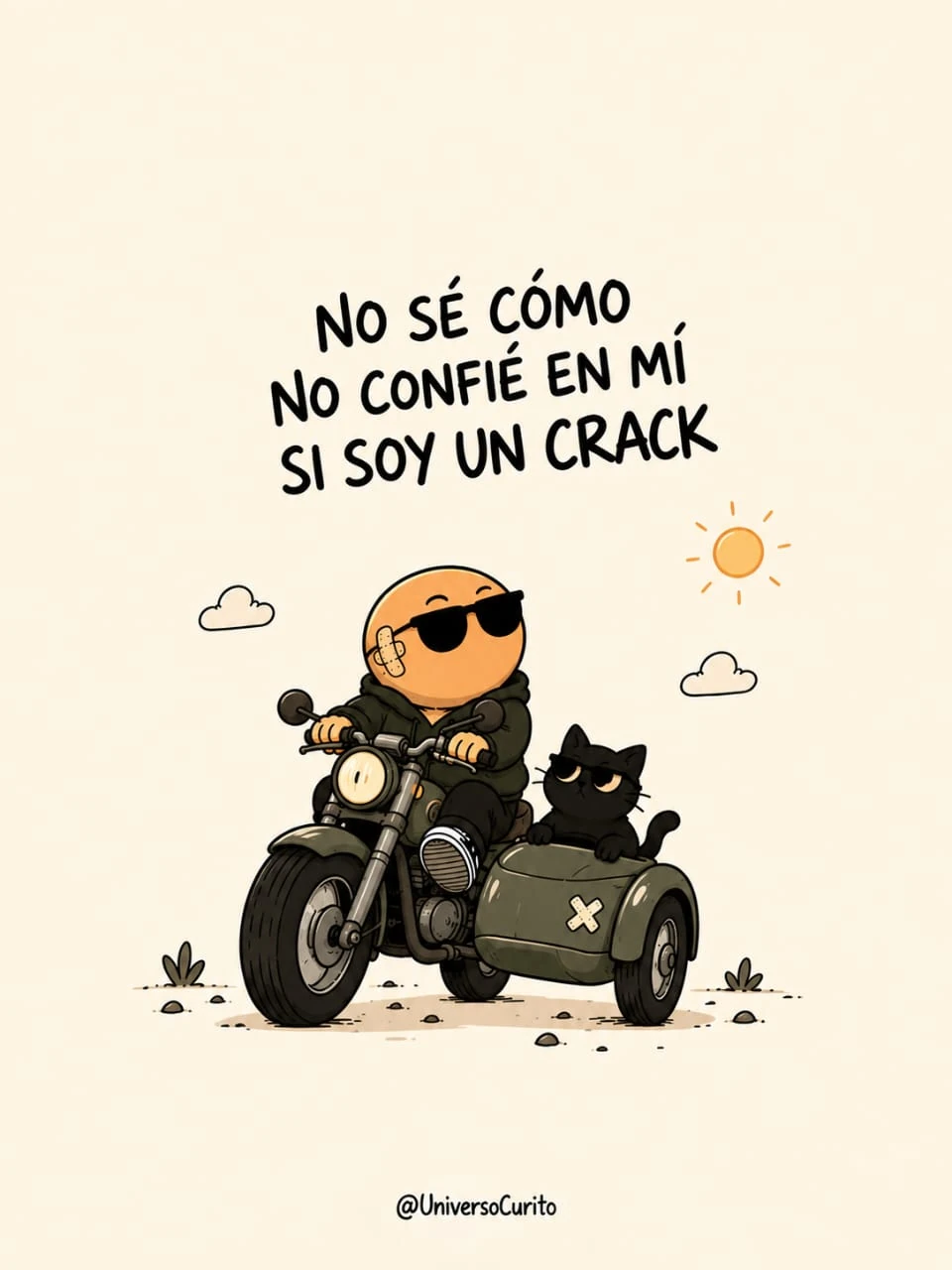 Universo Curito en moto con el gato
